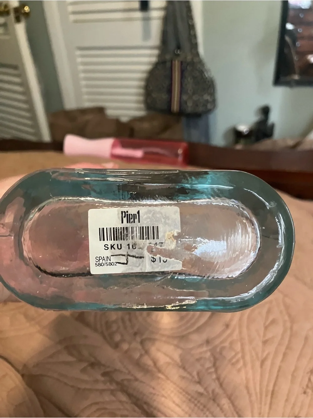 NWT Pier 1 Clear Glass Bottle Resembling Vintage Whiskey Decanters